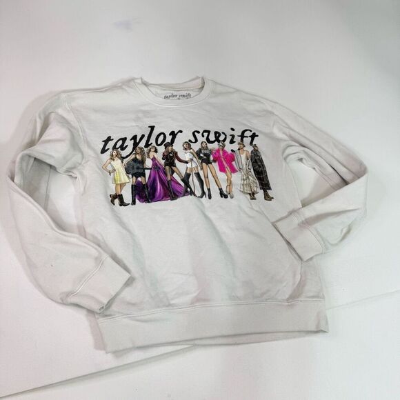 Taylor Swift Eras Tour Midnights Graphic Crew Pullover Sweatshirt White Medium - Picture 1 of 7